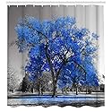 LUKUY Shower Curtains Blue Tree Polyester Fabric Bathroom Curtain Waterproof Shower Curtains Bathroom Decor 71x71 Inches Machine Washable Decorative