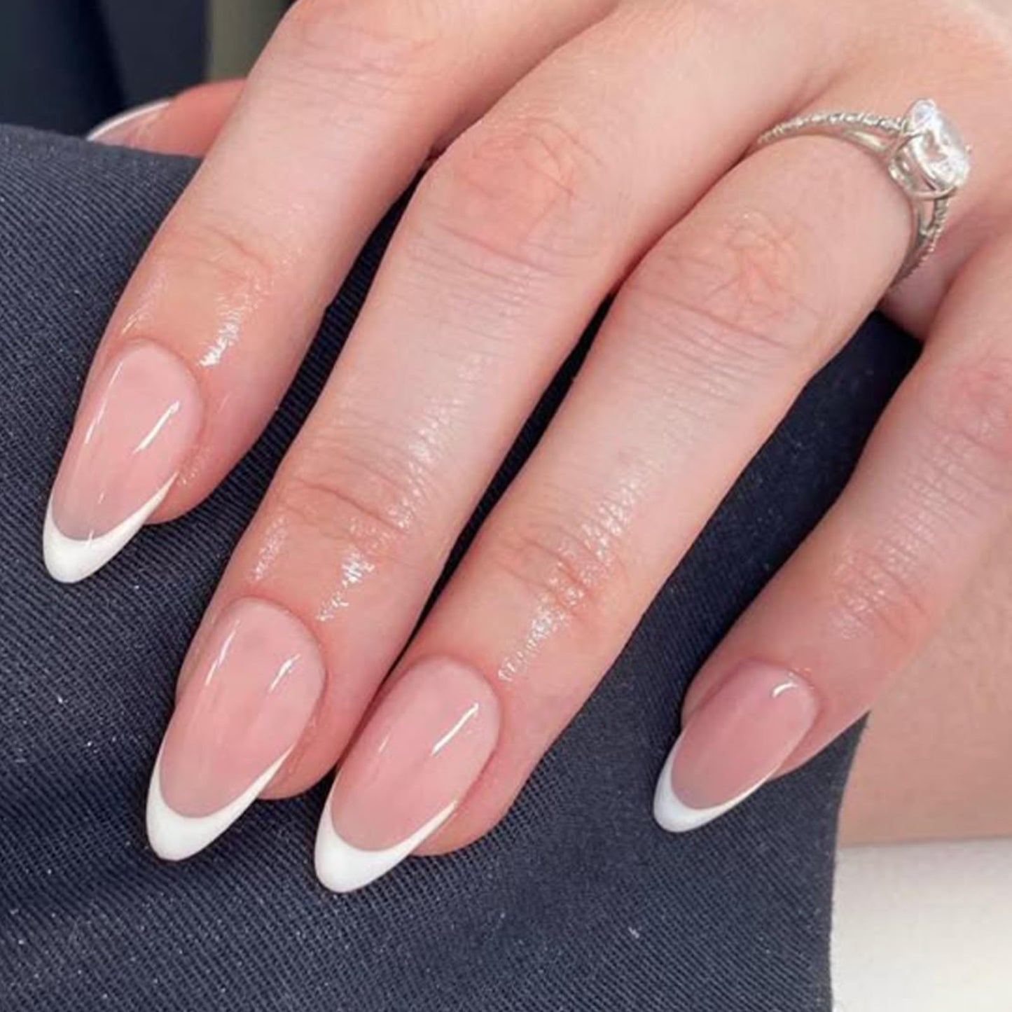 Modelones French Tip Press on Nails Almond, Summer Short Almond Fake Nails for Women, Reusable Nail Kit with Nail Glue Adhesive Tabs Mini Nail File Beauty and Personal Care modelones Default Title
