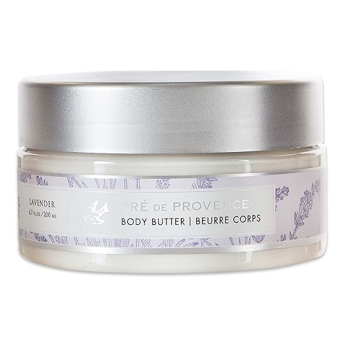 Pre de Provence Collection Shea Butter Enriched Body Butter Soothing & Hydrating Emollient Cream Body Moisturizer for Women, 6.7 Fl Oz, Lavender