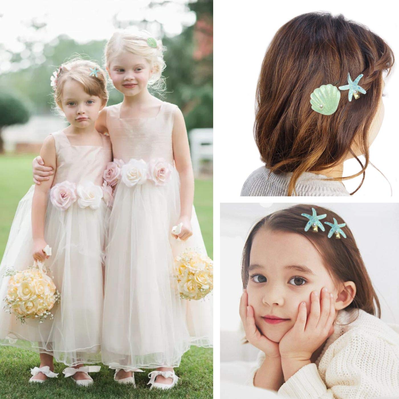 Shell Pearl Starfish Hair Clip Set for Women Girls, Acrylic Resin Alligator Hair Clips, Ladies and Girls Headwear Styling Tools Hair Accessories