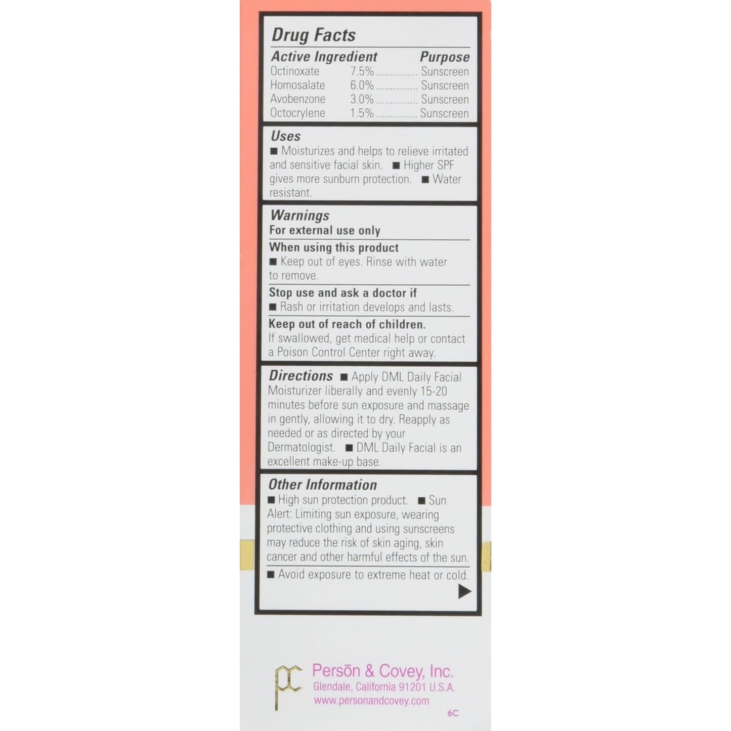 DML Facial Moisturizer SPF 25 1.50 oz (Pack of 5)