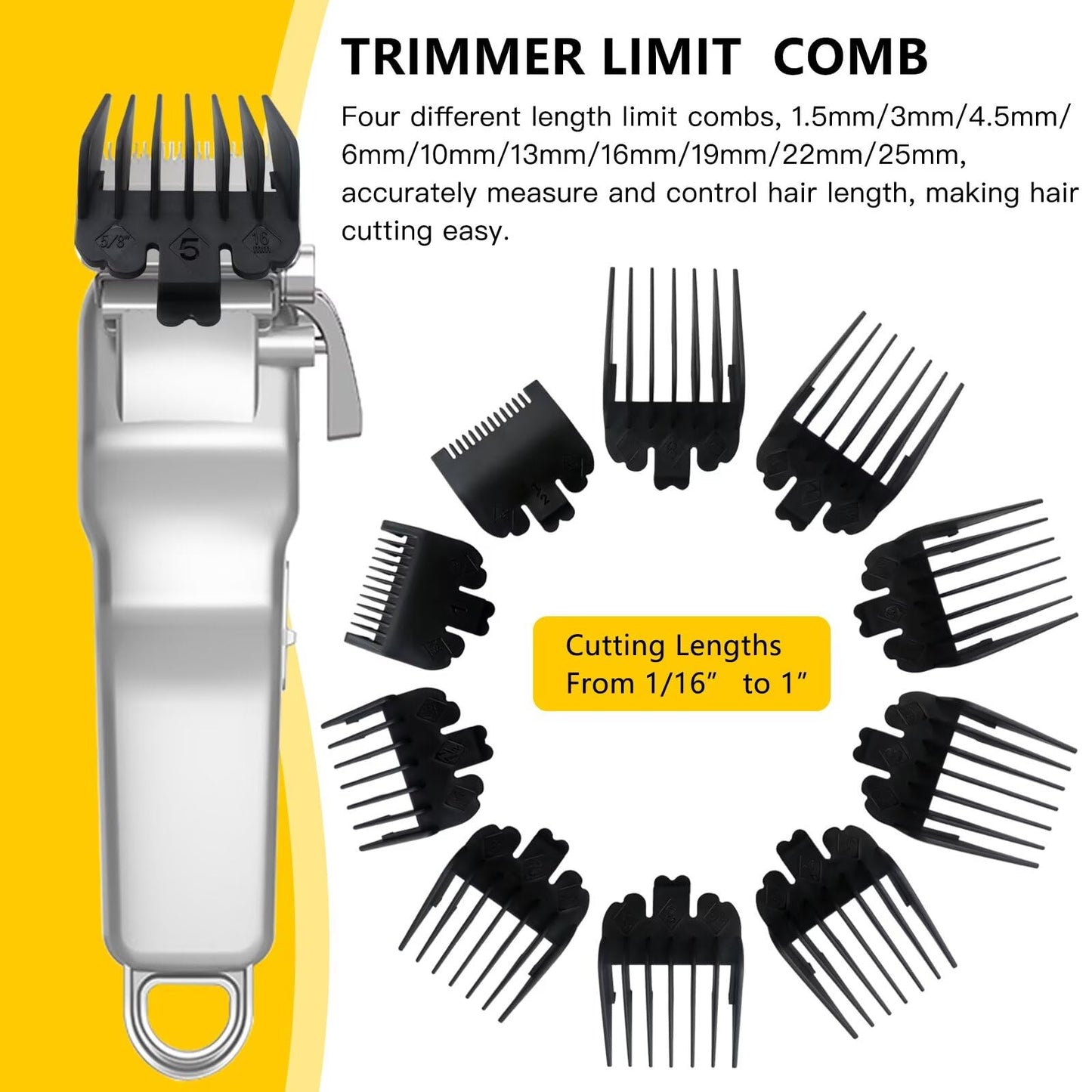 Upgraded Clipper Guards Set Fits for Most Wahl Clippers and Babyliss FX870, Clipper Guides Replacement - 1/16" to 1", 10 Piece Set, Black Color Beauty and Personal Care BLUE ELF