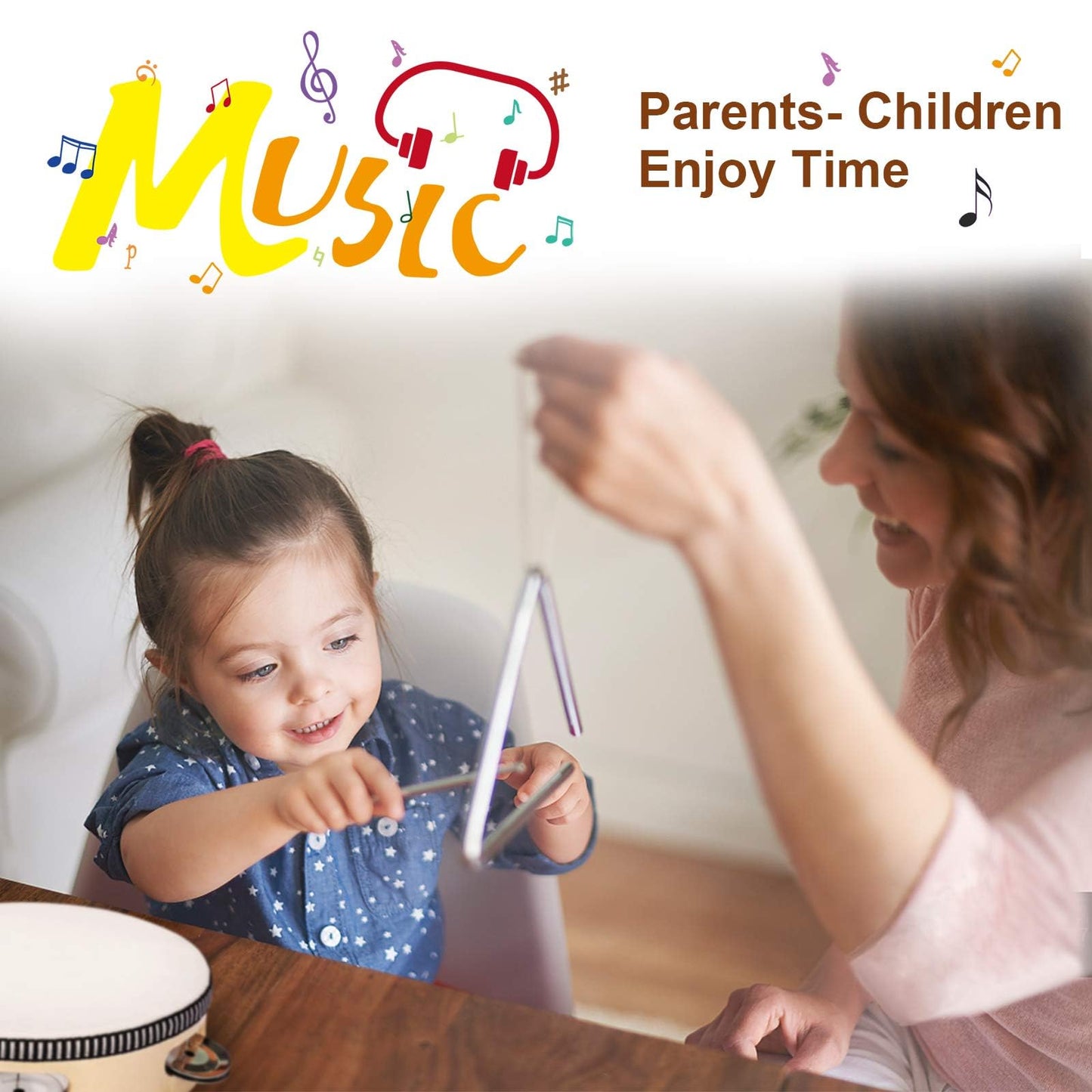 LOOIKOOS Toddler Musical Instruments – Montessori Wooden Percussion Set with Storage Bag, Educational Music Toys for Kids, Boys & Girls
