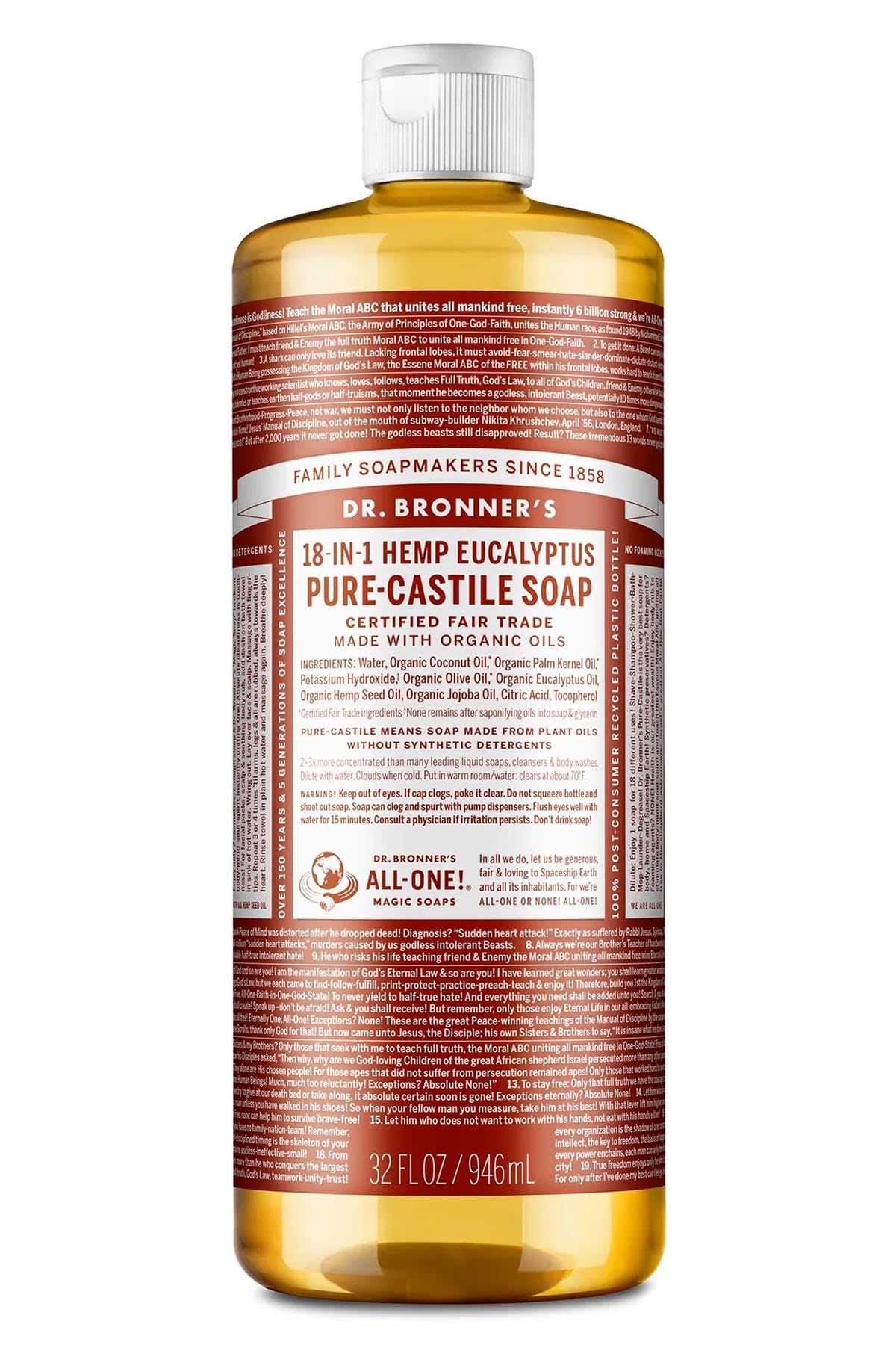 Dr Bronner Soap Liq Eucalypts 32 Ounces (6 pack)