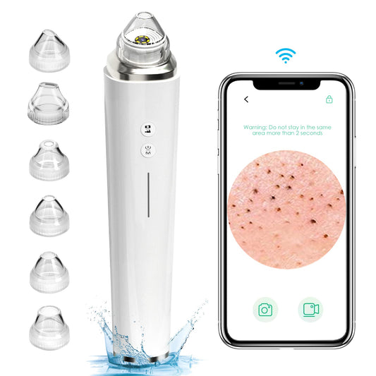 Blackhead Remover Pore Vacuum, ?[FDA Certification] ? WiFi Visible Facial Pore Cleanser with HD Camera Pimple Acne Comedone Extractor Kit with 6