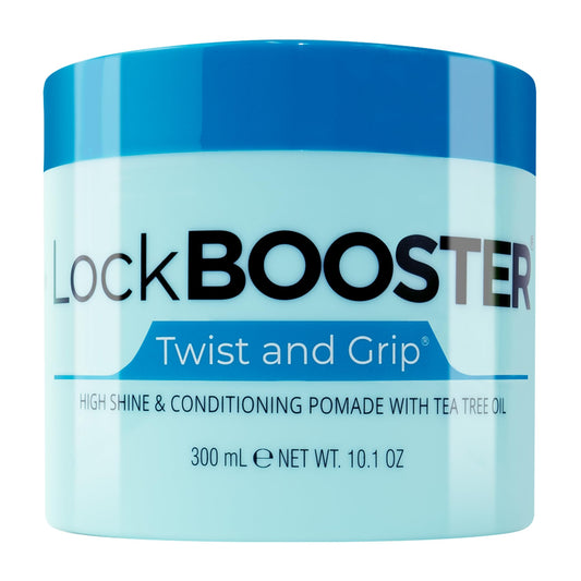 Style Factor Lock BOOSTER Twist & Grip Braid Gel (10.1 Oz.) with Tea Tree Oil- Strong Hold, Flake-Free, Frizz-Free Hair Braiding Gel for Defined
