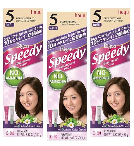 HOYU Bigen Speedy Hair Color Refill, No. 5 Deep Chestnut (Pack Of 6)