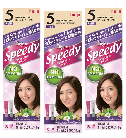 HOYU Bigen Speedy Hair Color Refill, No. 5 Deep Chestnut (Pack Of 6)
