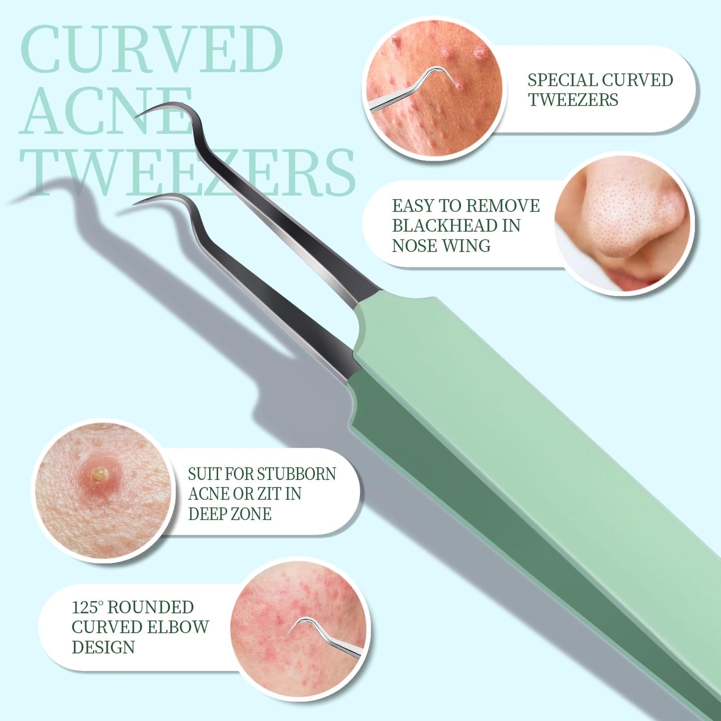 Teenitor 7 Pcs Surgical Grade Blackhead Remover Tools and Pimple Popper Tool Kit, Ingrown Hair Tweezers, Blackhead Tweezers, Precision Tweezers Beauty and Personal Care Teenitor