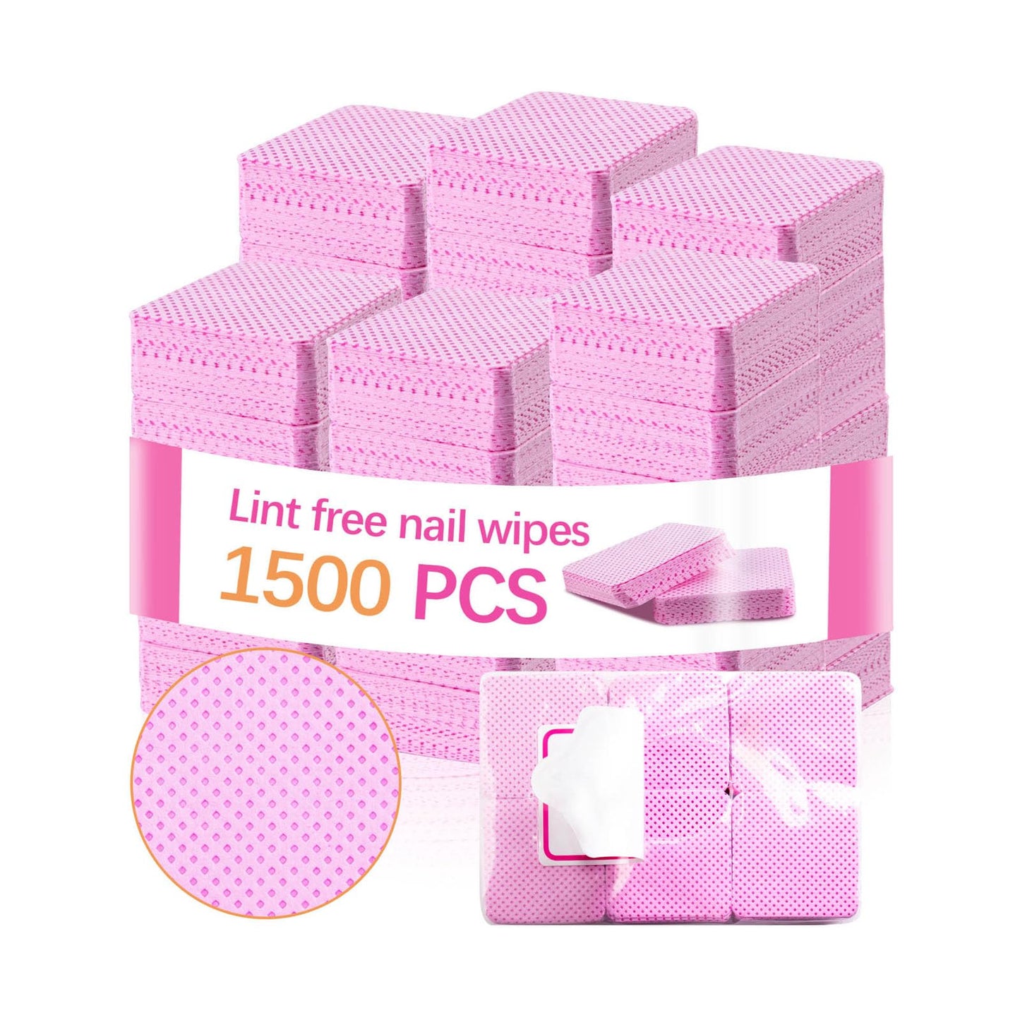 1500Pcs Lint Free Nail Wipes, Pink No Lint Nail Wipes for Gel Nails Lint Free Polish Remover Wipe Eyelash Extensions Glue Nails Cleaning Pads Supplies Beauty and Personal Care lipetol Default Title