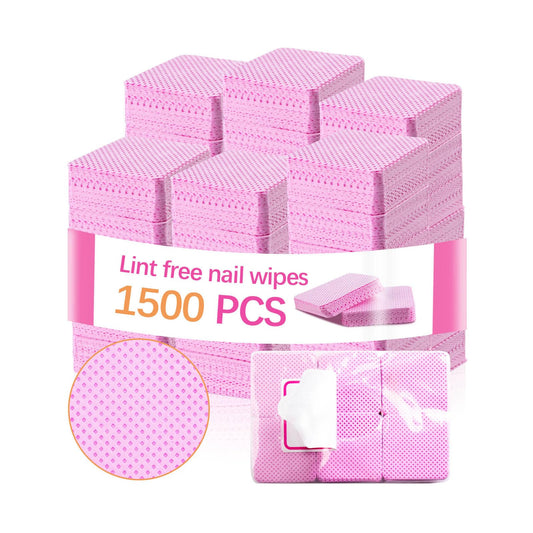 1500Pcs Lint Free Nail Wipes, Pink No Lint Nail Wipes for Gel Nails Lint Free Polish Remover Wipe Eyelash Extensions Glue Nails Cleaning Pads Supplies Beauty and Personal Care lipetol Default Title