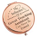Teaching Assistant Gift for Women Appreciation Compact Makeup Mirror Teacher's Aide Gifts for Coworker Graduation Teacher's Day End of Term Present