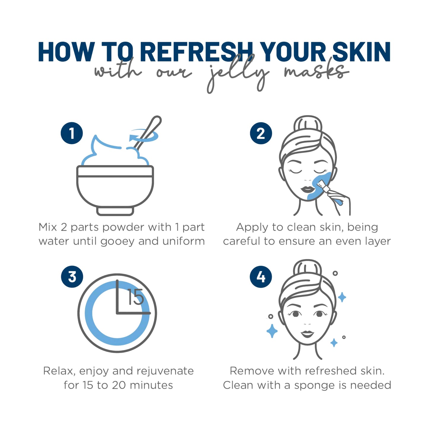 BRÜUN Jelly Mask Jar Blueberry Burst Peel-Off Face Care Rubber Mask - A 23 fl oz Skin Care Moisturizing Gel Mask Jar Spa Set for Men, Women and Adults