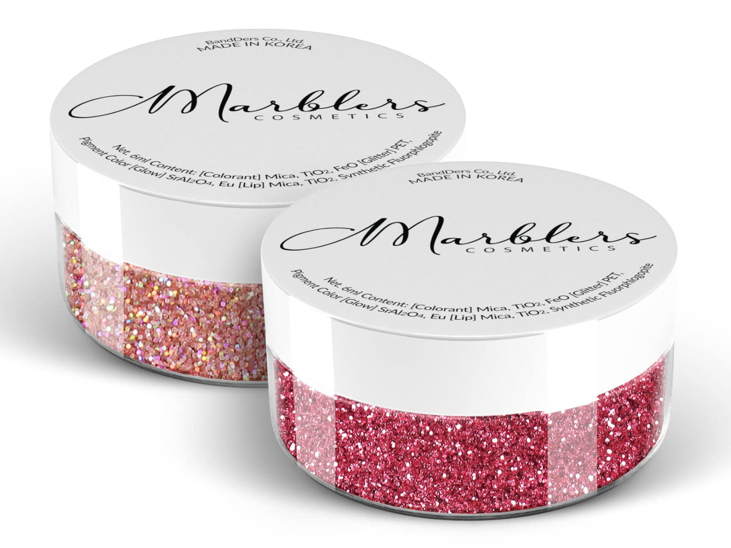 MARBLERS Twinkle Face & Body Glitter Duo [Holo Pink Rose & Crimson Pink] 0.36oz (10g) | Non-Toxic | Cruelty-Free | Eyeshadow, Nail Polish, Nail Art |
