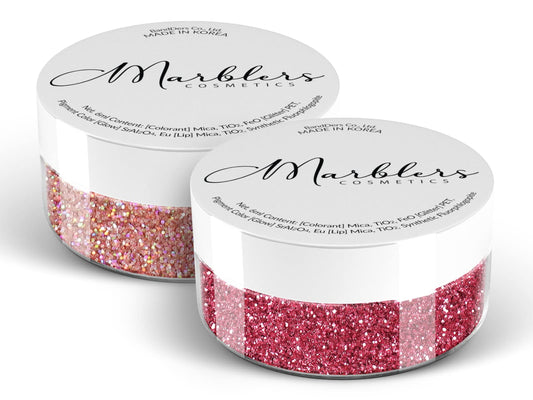 MARBLERS Twinkle Face & Body Glitter Duo [Holo Pink Rose & Crimson Pink] 0.36oz (10g) | Non-Toxic | Cruelty-Free | Eyeshadow, Nail Polish, Nail Art |