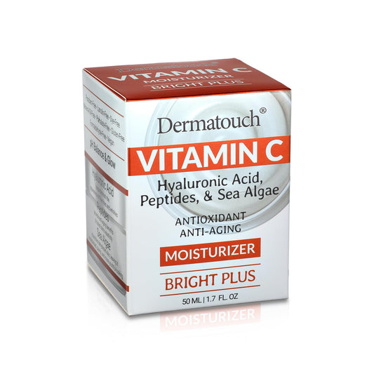 DERMATOUCH Vitamin C Bright Plus Moisturizer With Hyaluronic Acid, Vitamin E, Turmeric, Peptides and Sea Algae, Daily Hydrating Cream With Vitamins