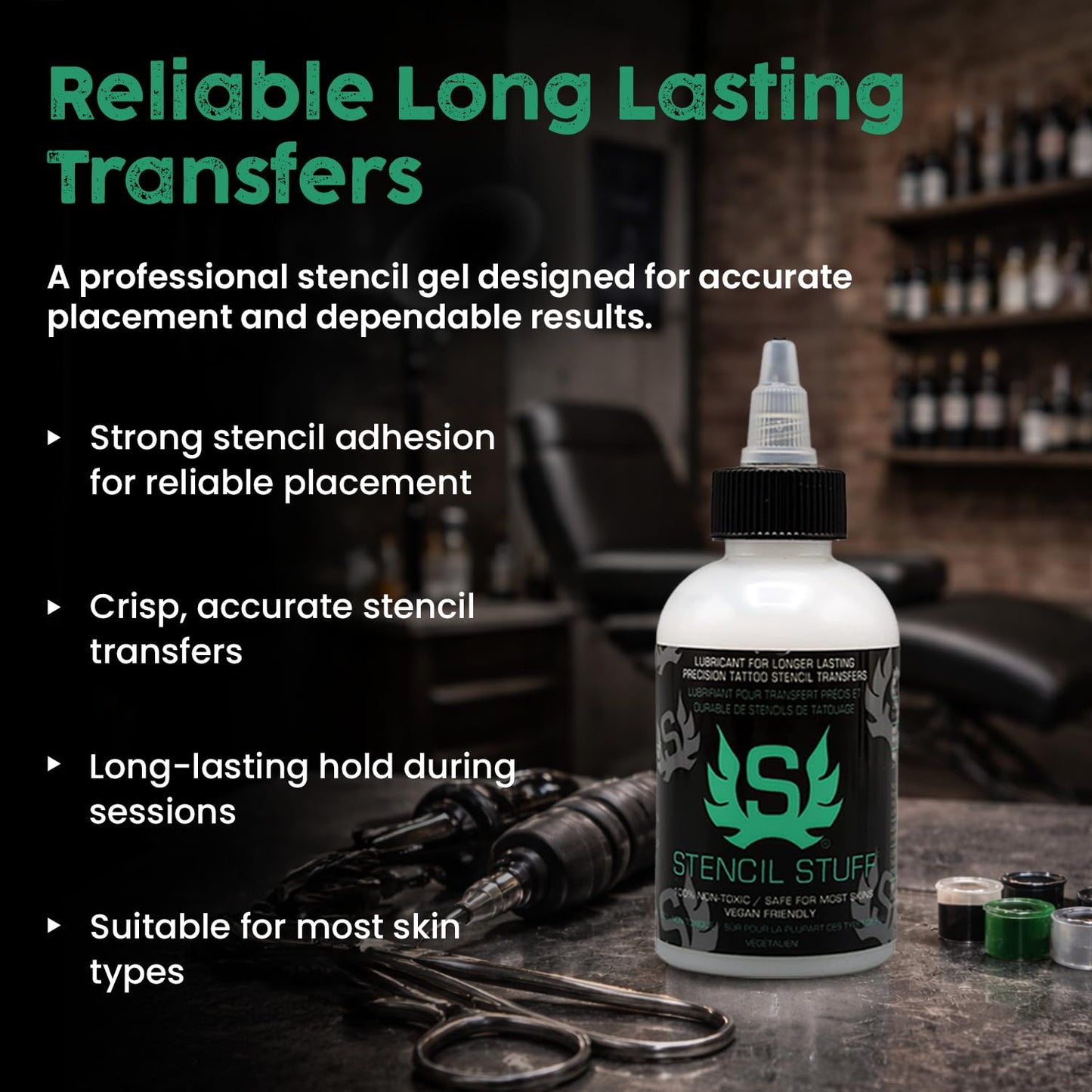 Stencil Stuff Tattoo Stencil Transfer Gel - 4oz Tattoo Stencil Transfer Solution - Vegan-Friendly Stencil Gel - Fast-Drying and Long-Lasting - Clean Beauty and Personal Care Stencil Stuff