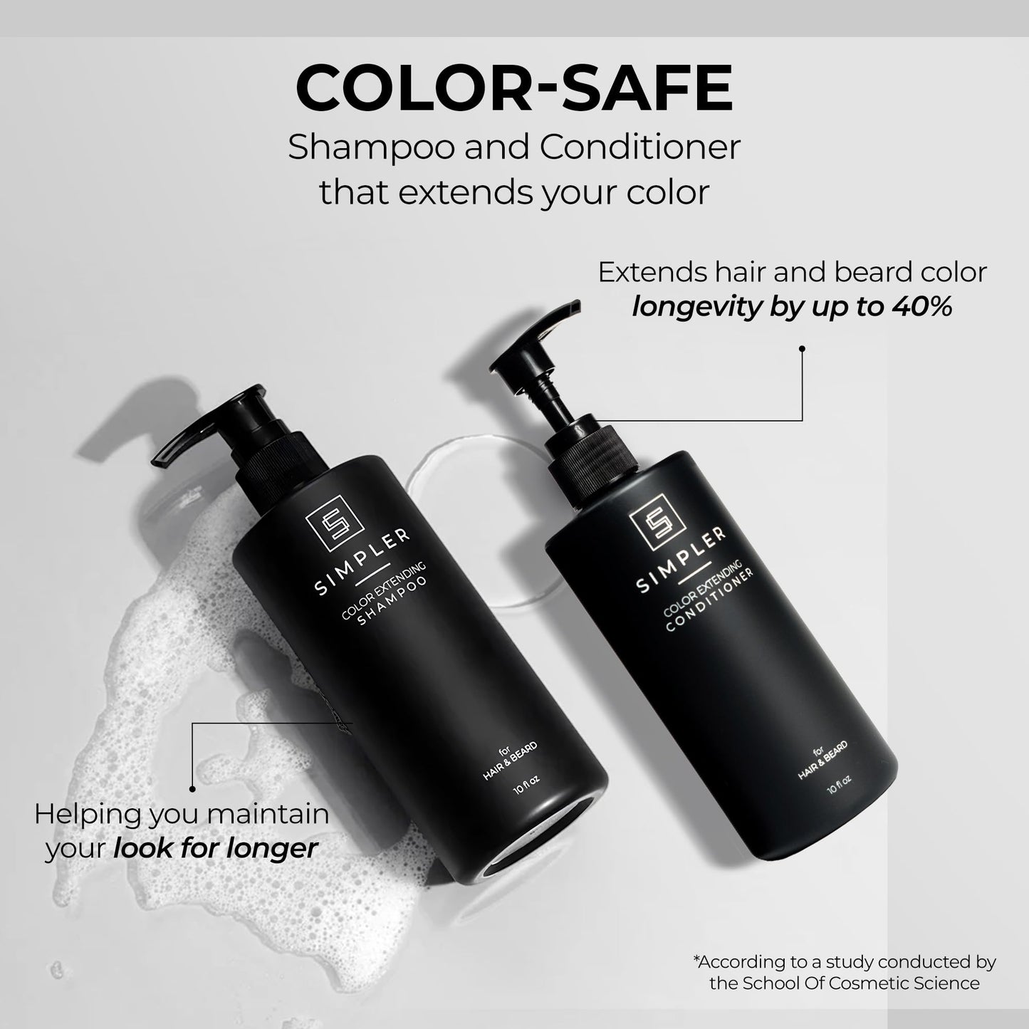 Simpler Color Protecting Shampoo And Conditioner for Men (Bergamot & Cedar Scented) - Dye & Sulfate Free Shampoo for Color Treated Hair & Beard - Hair
