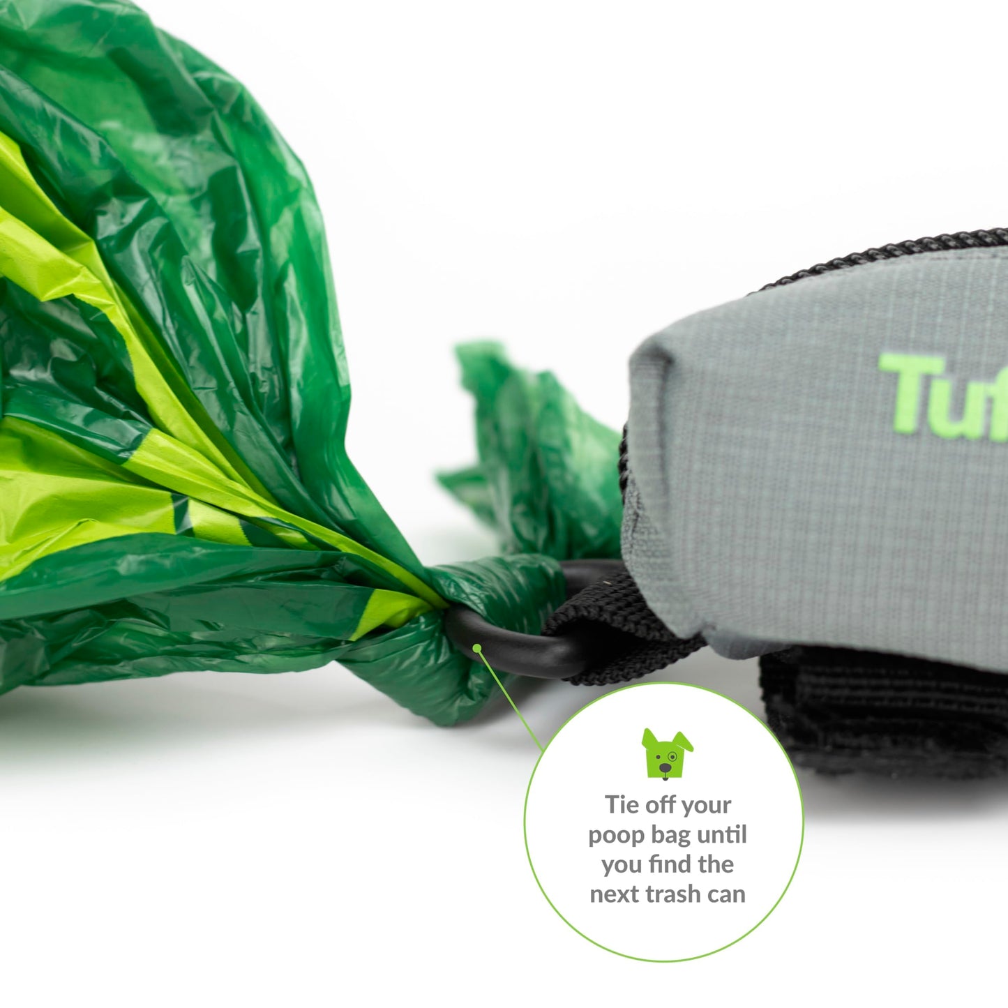 Tuff Mutt Dog Poop Bag Holder for Leash, Lightweight Dispenser for Pet Waste Bags, Easy Cleanup Accessory for All Leashes, Includes Bags