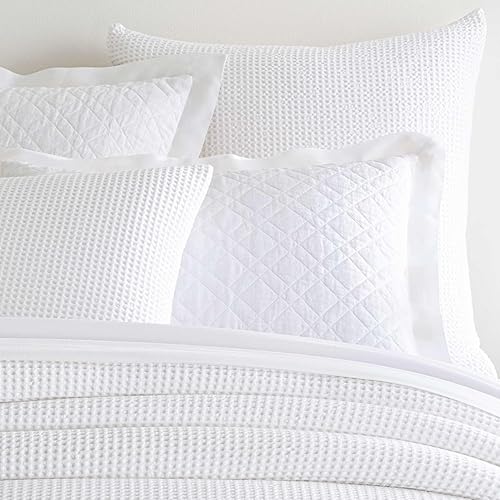 Pine Cone Hill Bubble White Matelasse Sham, Euro Size, White Solid Pattern