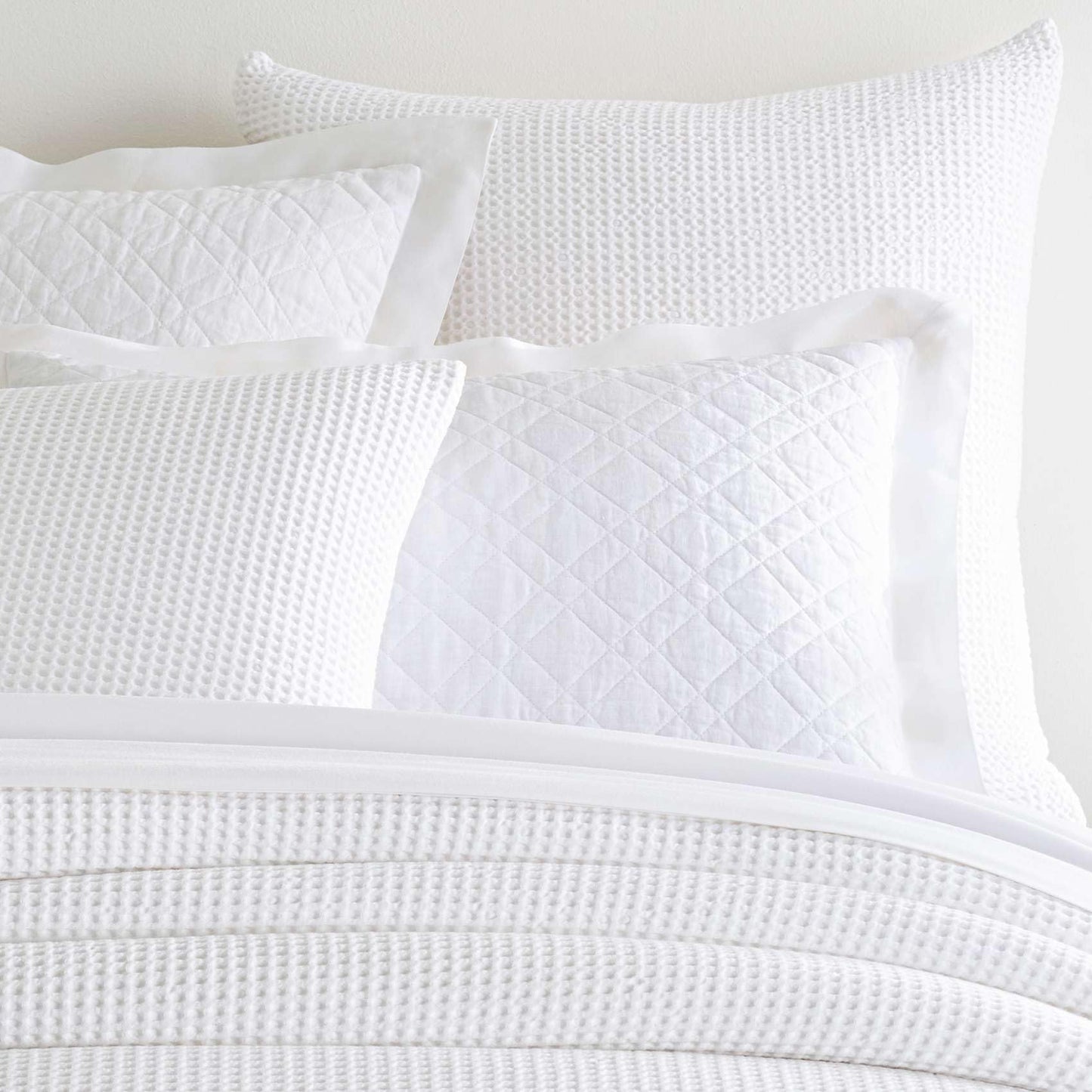 Pine Cone Hill Bubble White Matelasse Sham, Euro Size, White Solid Pattern
