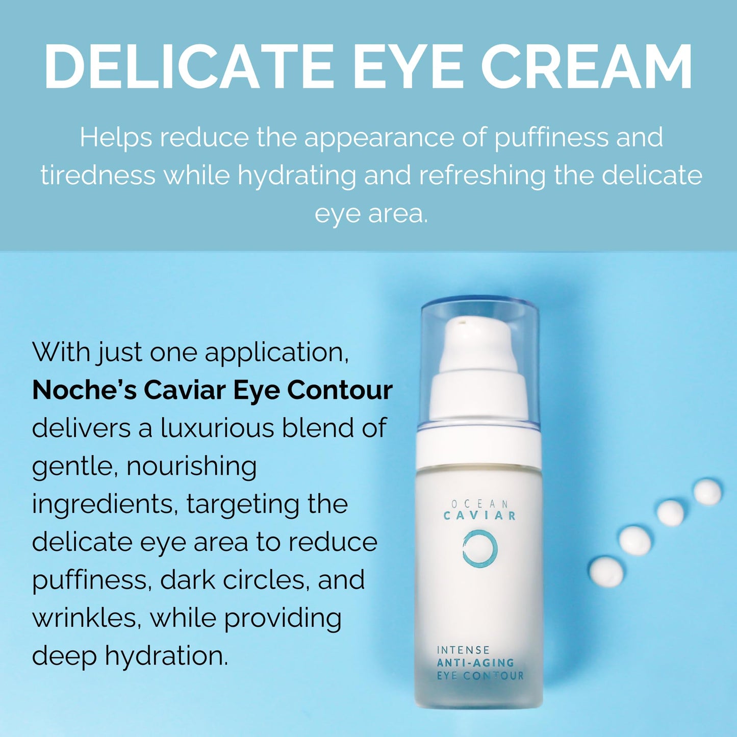 Noche Y Dia Caviar Eye Contour for Mature Skin - Made in Spain - Anti Aging Cream with Hyaluronic Acid - Targets Wrinkles, Bags, Puffiness, Circles