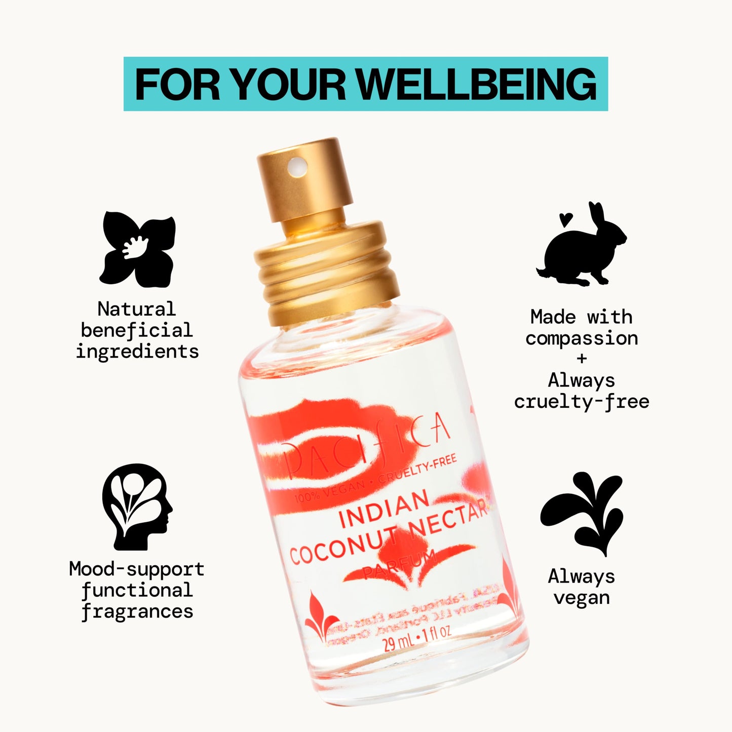 Pacifica Indian Coconut Nectar Perfume Spray - Tropical Vanilla & Coconut Fragrance, Layerable Beachy Perfume for Women, Clean, Non-Toxic, Vegan