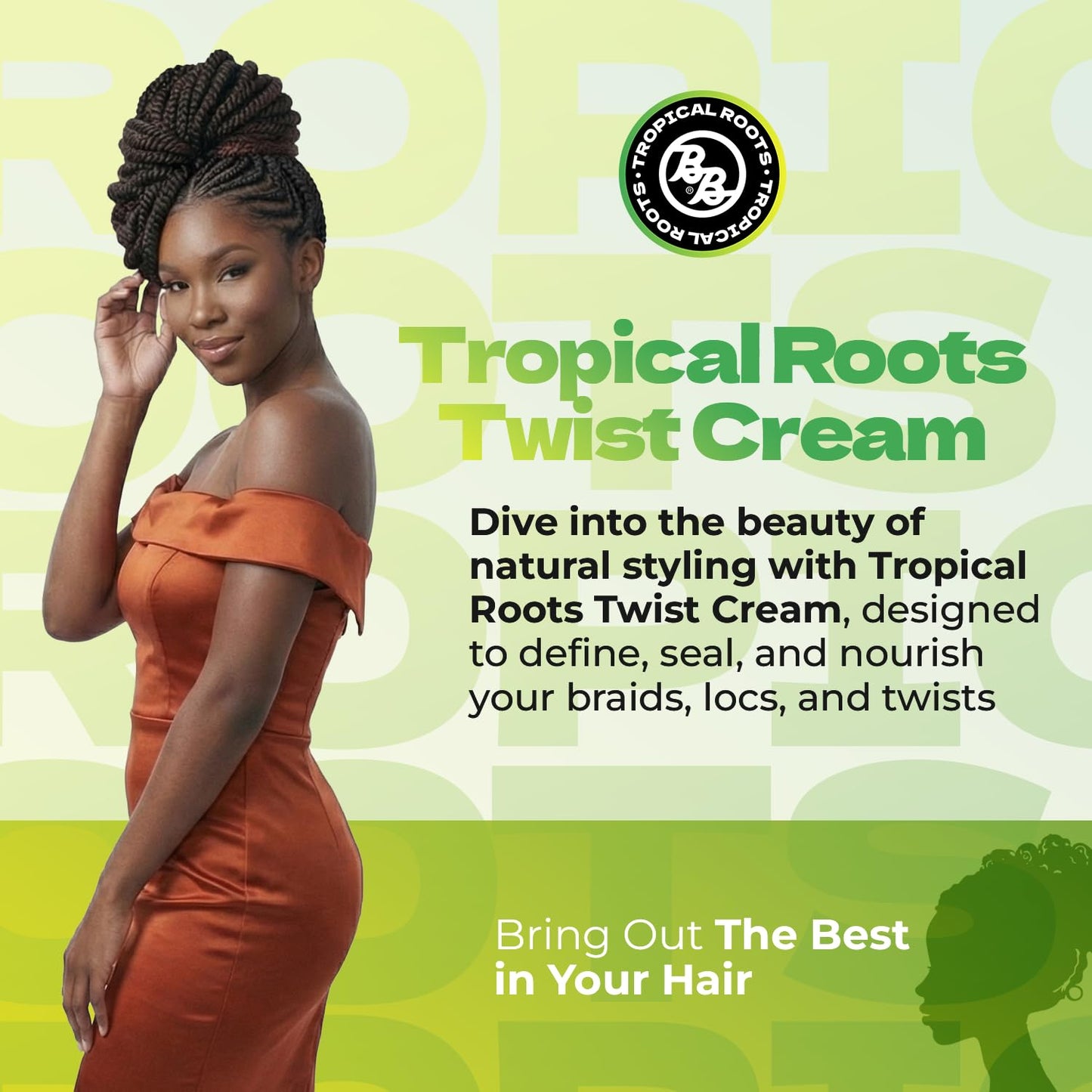 Bronner Bros Tropical Roots Twist Cream - Styling & Twisting Cream for Natural Hair, Braids, Locs & Twists - Seals Ends, Soft Hold, No Flaking & No