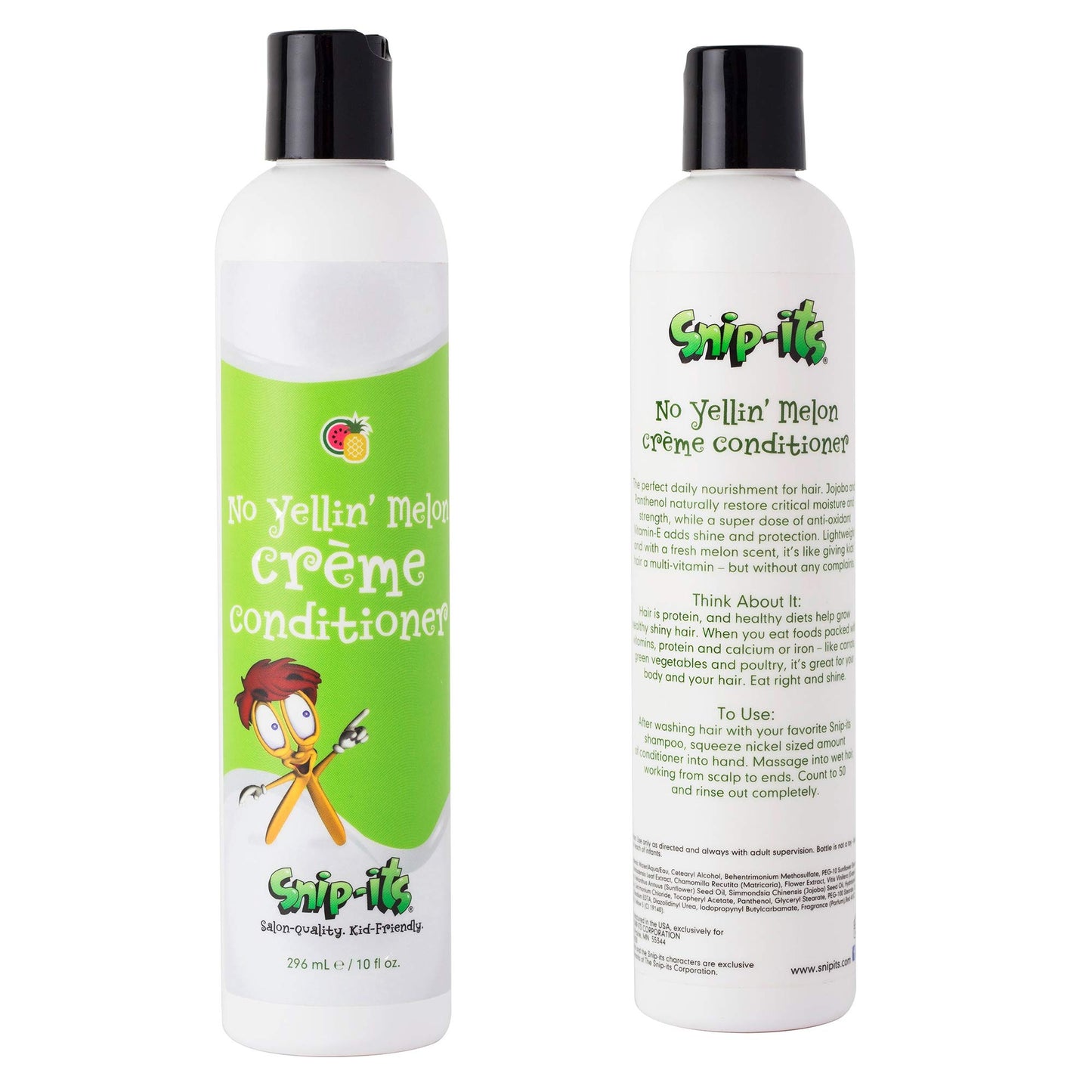 Snip-its No Yellin’ Melon Natural Kids Conditioner 10oz | Nourish and Restore Swimmers Hair - Kids Detangler for Smooth Hair Smells Great - Natural