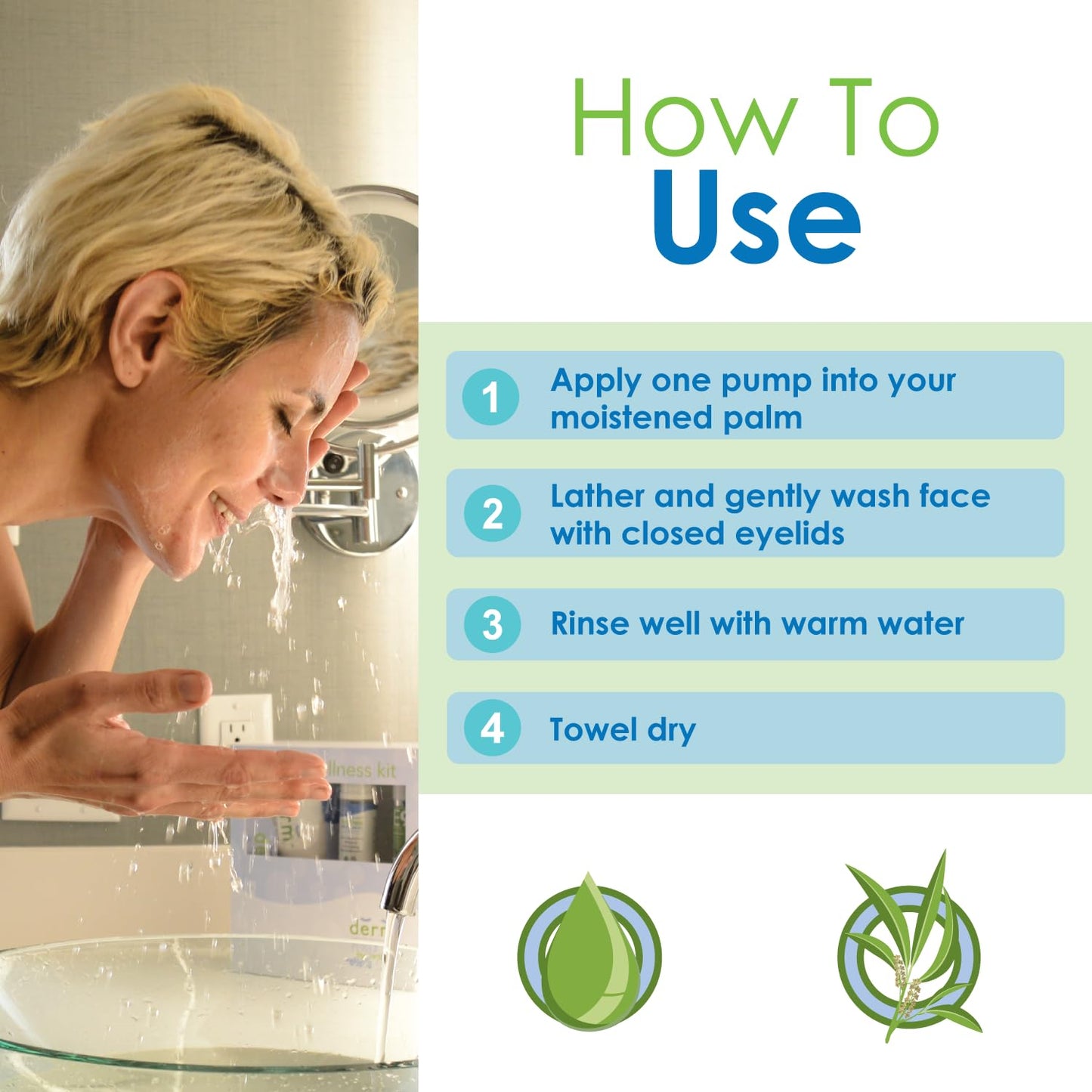 EYEECO Gentle Tea Tree Oil Foaming Facial Cleanser – 1.6oz – Non-Irritating Eyelid Cleanser & Face Wash with Tea Tree, Chamomile & Shea Butter