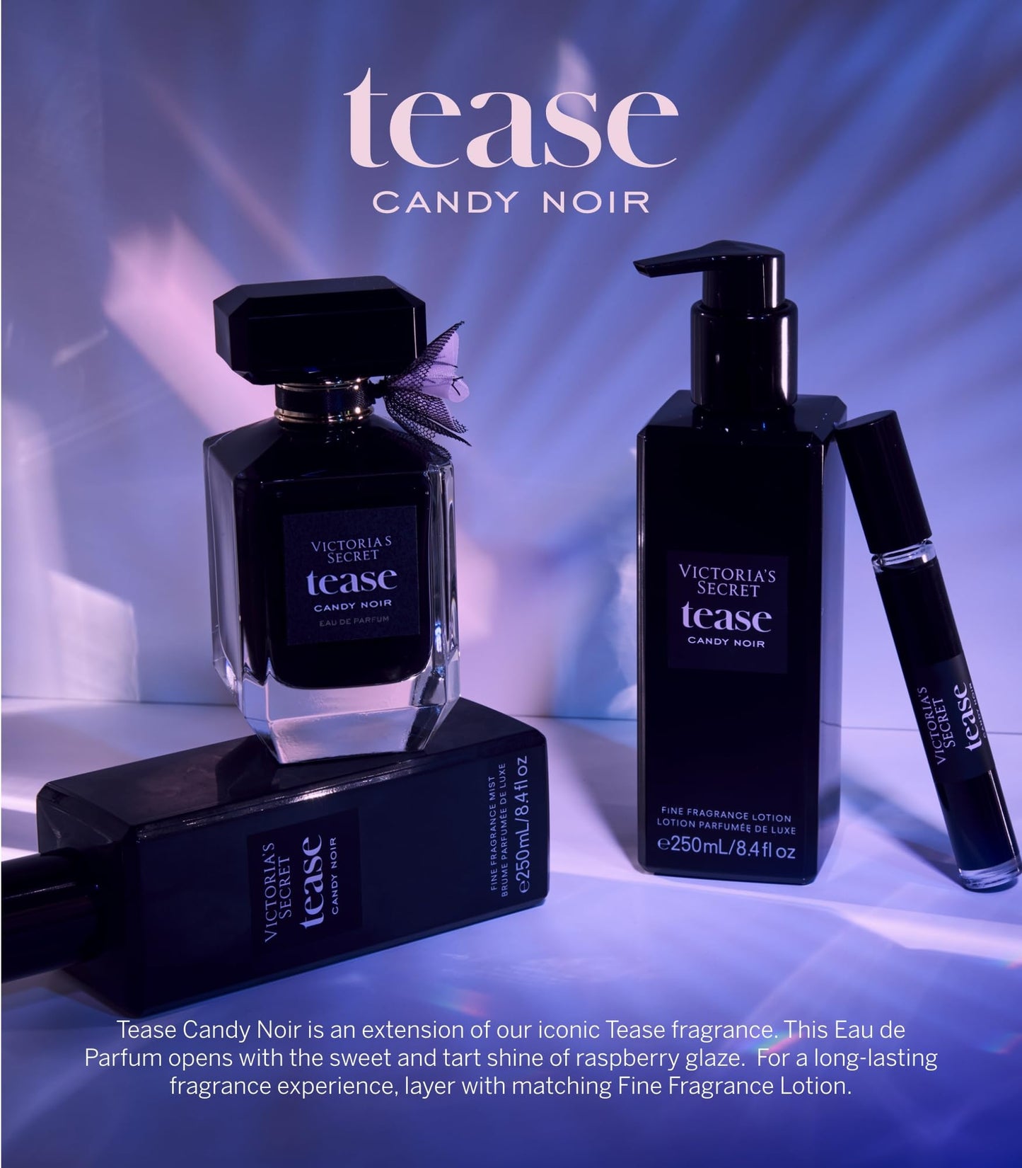 Victoria's Secret Tease Candy Noir Eau de Parfum Rollerball, Notes of Raspberry Glaze, Night-Blooming Iris & Warm Tonka, Travel Size Mini Perfumes