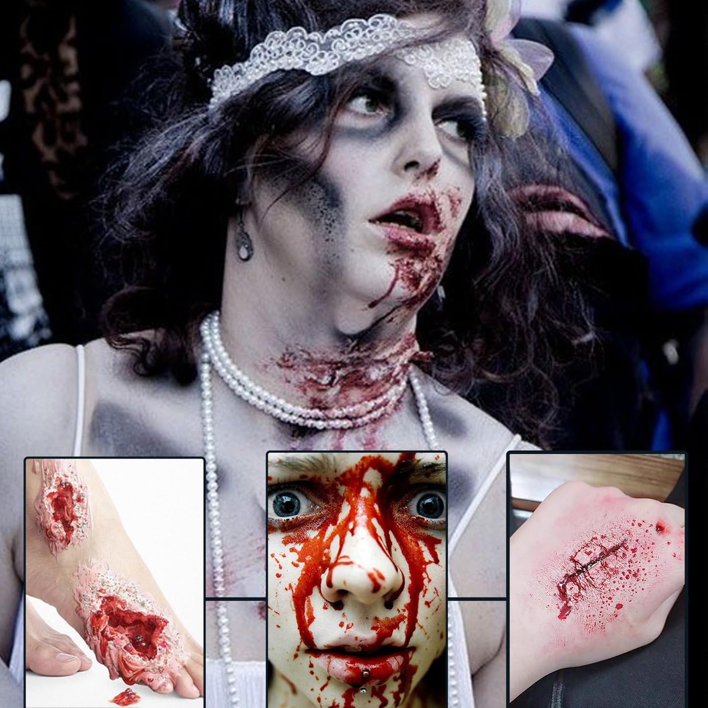 2 PACK Blood Splatter Fake Blood Washable,Halloween Fake Blood Spray Eye Blood Drops Body Paint,Fake Blood for Clothes and Zombie Monster Vampire