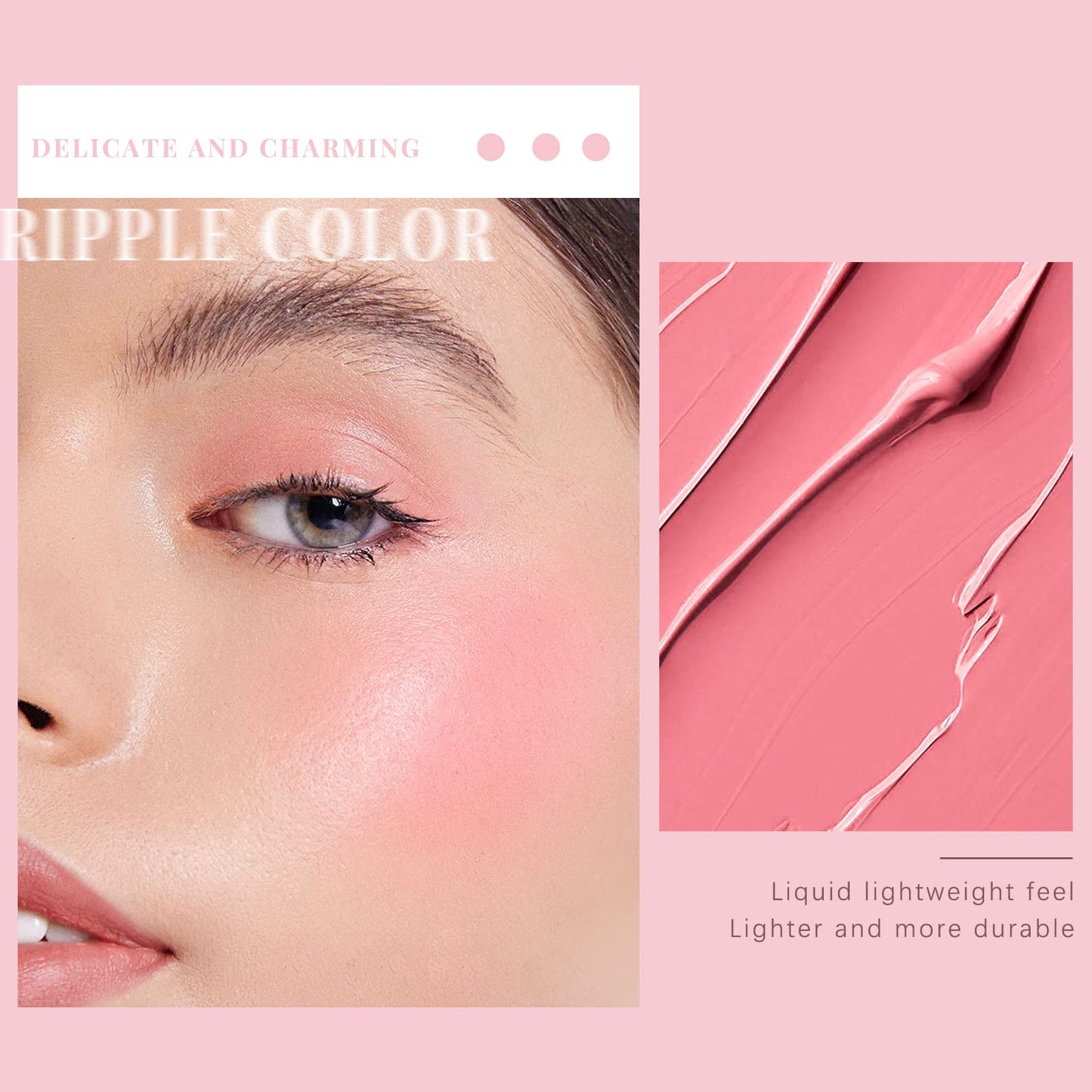 HOSAILY 2 Colors Liquid Blush Lightweight Cream Blush Makeup Waterproof and Long Lasting Natural Gel Cream Liquid Blush for Cheek (#03, 04)