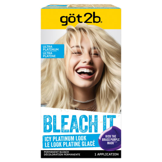 got2b Bleach It Permanent Hair Dye, Ultra Platinum Blonde, 00A, Hair Bleach Kit with Developer and Anti-Brass Purple Mask, Lightens Up to 8 Levels Beauty & Personal Care Got2B