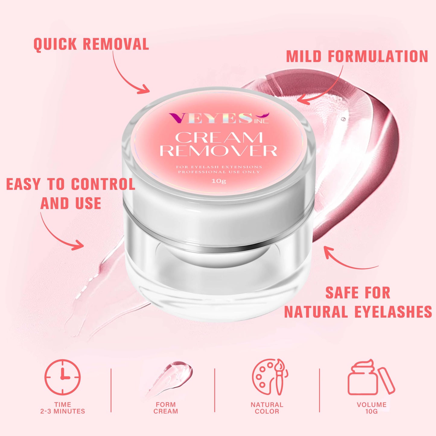 VEYES INC Cream Lash Remover for Lash Extensions 10g Low Irritation Eyelash Glue Remover Lash Tech Supplies for Professional or Salon Use Peach Beauty and Personal Care VEYES INC