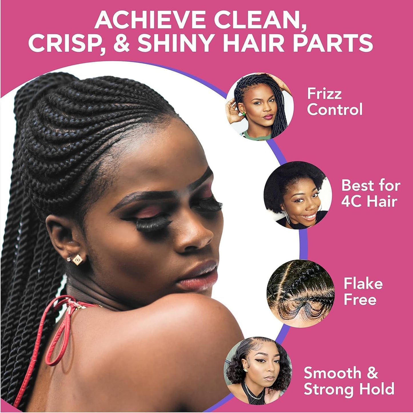 Esha Slick N Slay Braiding Gel - 3-in-1 Braid and Edge- Ultra Extreme Hold for Hair - Hydrating and Conditioning Shining Gel - Fast Dry Locking