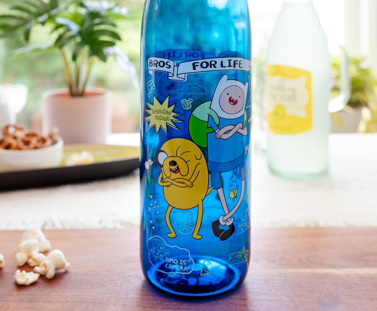Adventure Time "Bros For Life" Water Bottle With Screw-Top Handle Lid | Large Plastic Sports Jug | Holds 28 Ounces