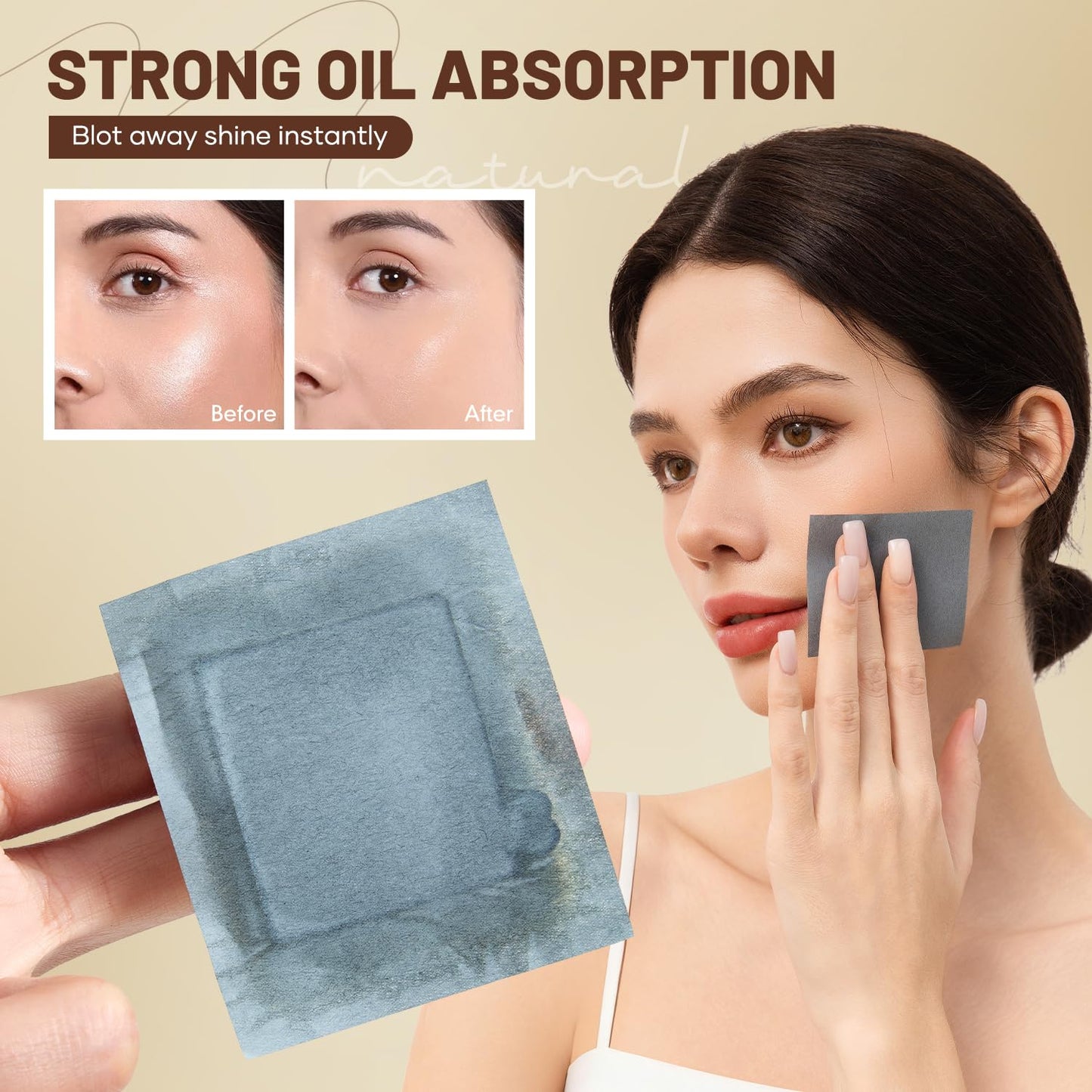 Makeup Mirror with Green-Tea Oil Blotting Sheets and Puff, 100 Count Facial Blotting Paper, Portable Compact for Purse, Travel and On-the-Go Touch-Ups Beauty and Personal Care PleasingCare
