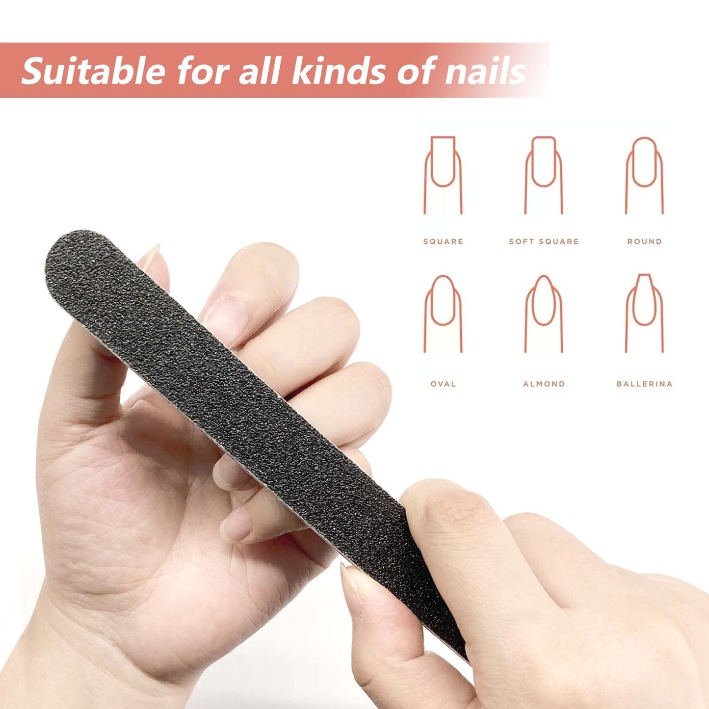 20 Pack 100/180 Grit Nail Files, Black Professional Reusable Emery Boards Nail File, Manicure Tool Suitable for Both Acrylic and Natural Nails Beauty and Personal Care LNAUJS