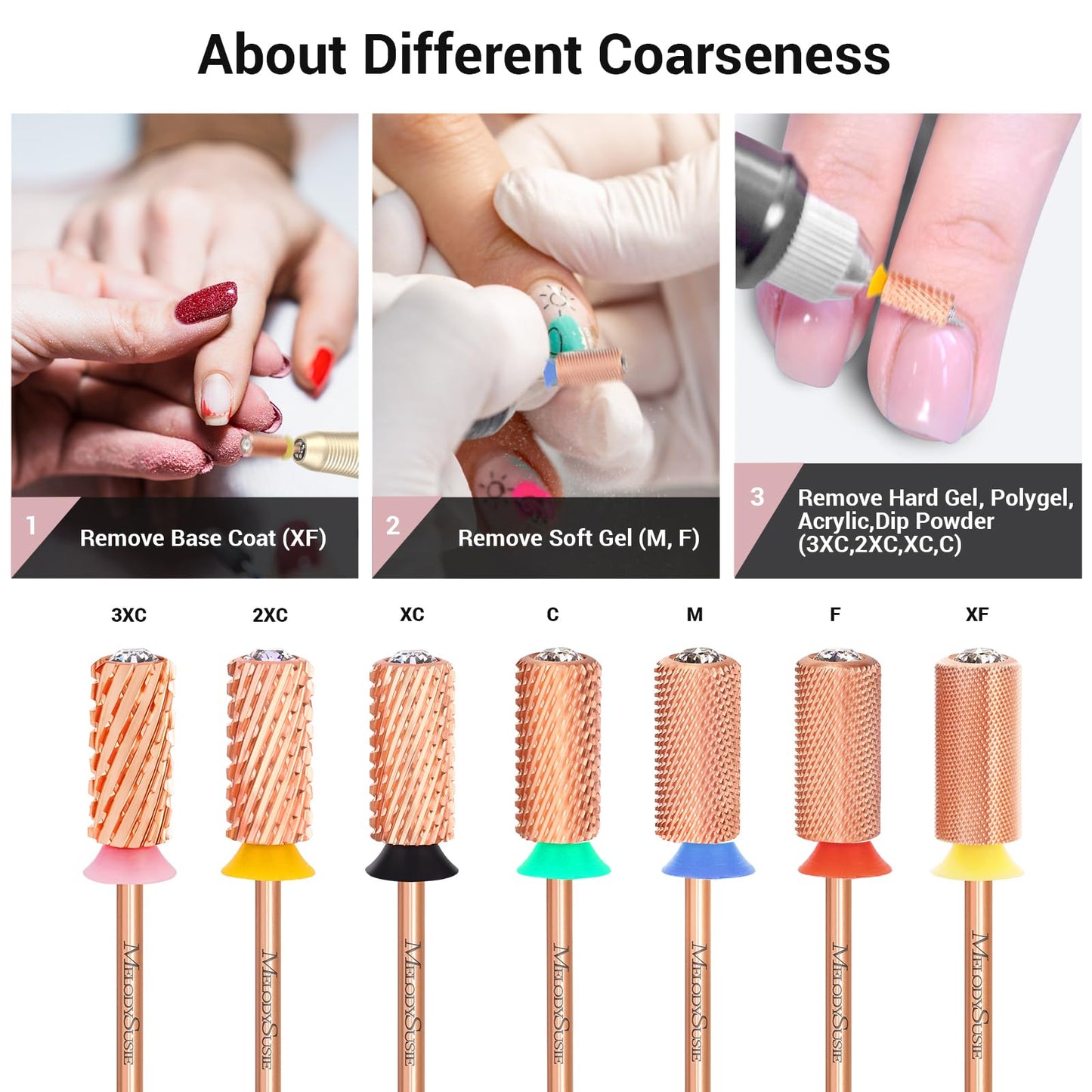 MelodySusie Crystal Top Red Heart Shape Nail Drill Bits, 3/32'' Large Barrel Carbide Bits, Suitable for Manicure Pedicure Cuticle Gel Polishing Beauty and Personal Care MelodySusie