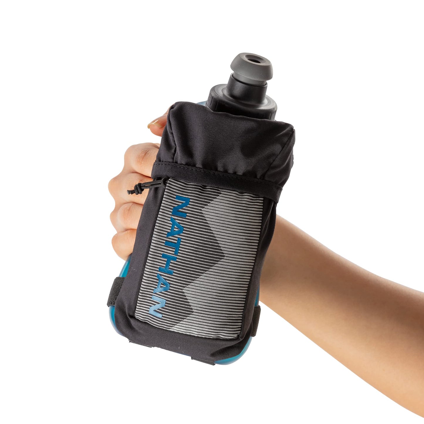 Nathan Running Handheld Quick Squeeze Water Bottle. No-Grip Adjustable Hand Strap. 12oz / 18oz / Insulated. Reflective Hydration Water Bottle.