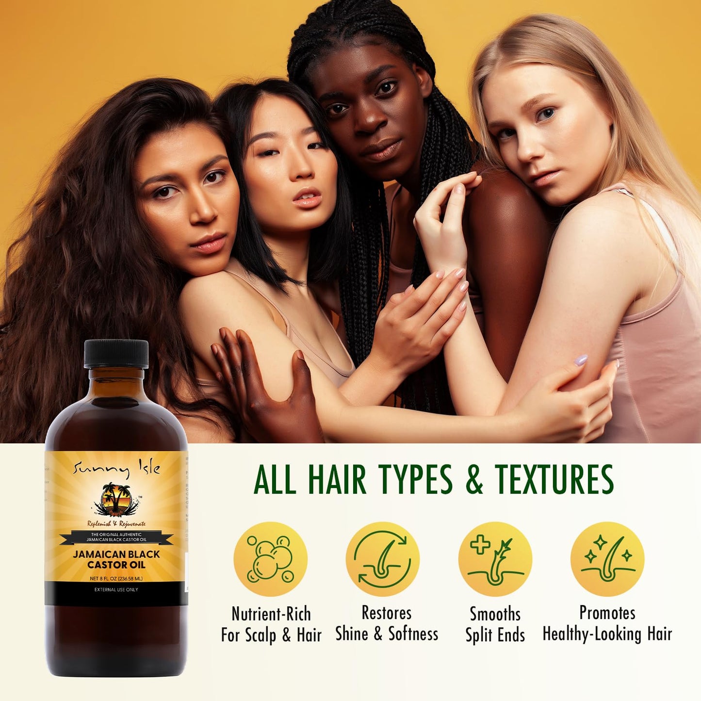 Sunny Isle Jamaican Black Castor Oil 8oz, Original, Authentic Beauty and Personal Care Sunny Isle