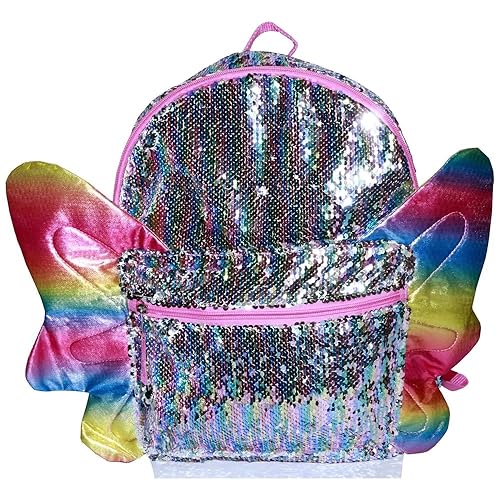 Rainbow Sequin Butterfly Wings Backpack (Butterfly School Supplies)
