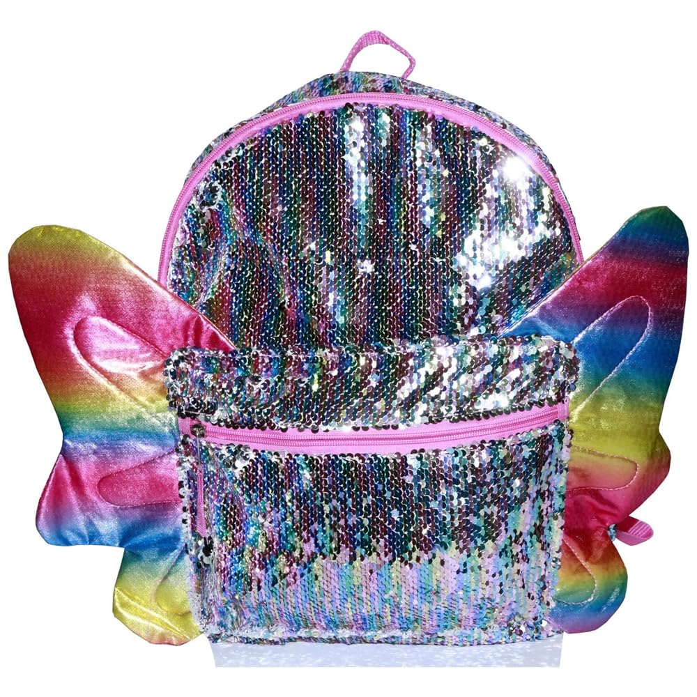Rainbow Sequin Butterfly Wings Backpack (Butterfly School Supplies)