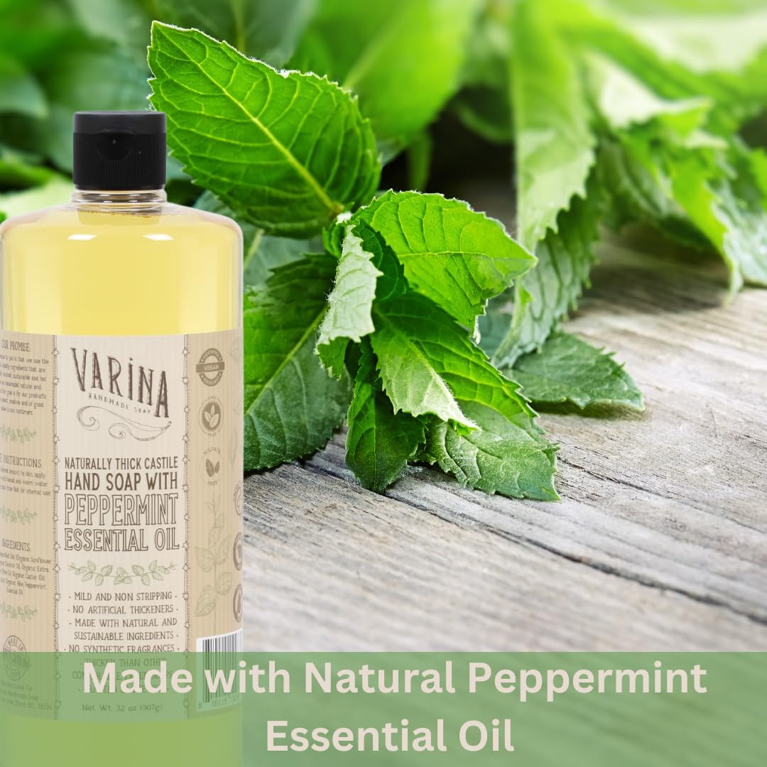 Varina Liquid Soap - Liquid Organic Castile Soap Peppermint - 32oz Beauty & Personal Care Varina