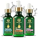 Hind Herbal Improved Vitamin C Hyaluronic Acid Retinol Serum Set of 3 (1 Fl Oz each) Brightening, Face Firming, Hydrating Skincare Routine Kit, Anti