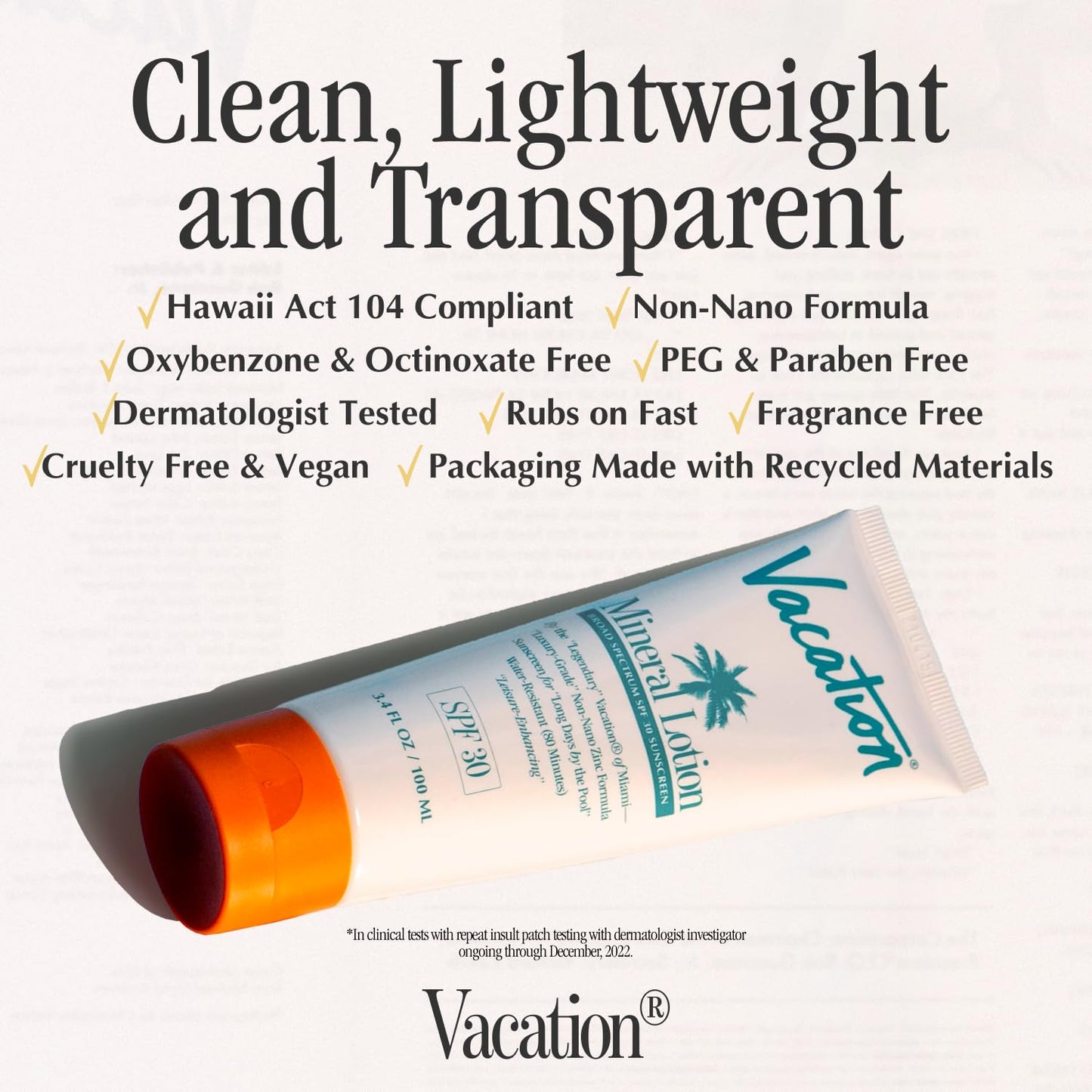 Vacation Mineral Lotion Sunscreen SPF 30 & Air Freshener Bundle, Non-Nano Zinc Oxide Formula, No White Cast, Water-Resistant, Dermatologist-Tested