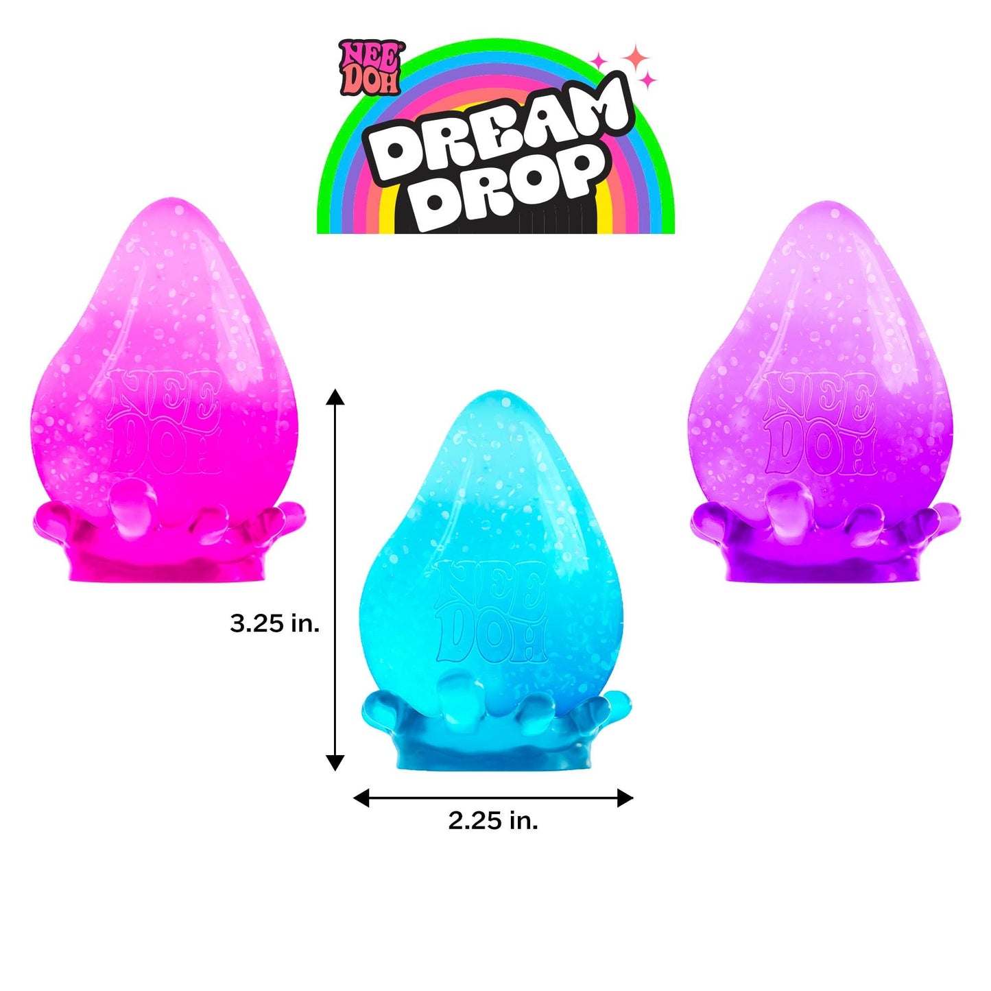 Schylling NeeDoh Dream Drop - Sensory Toy with Groovy Goo Filling - Three Random Colors - Ages 3 and Up - 3 Pack