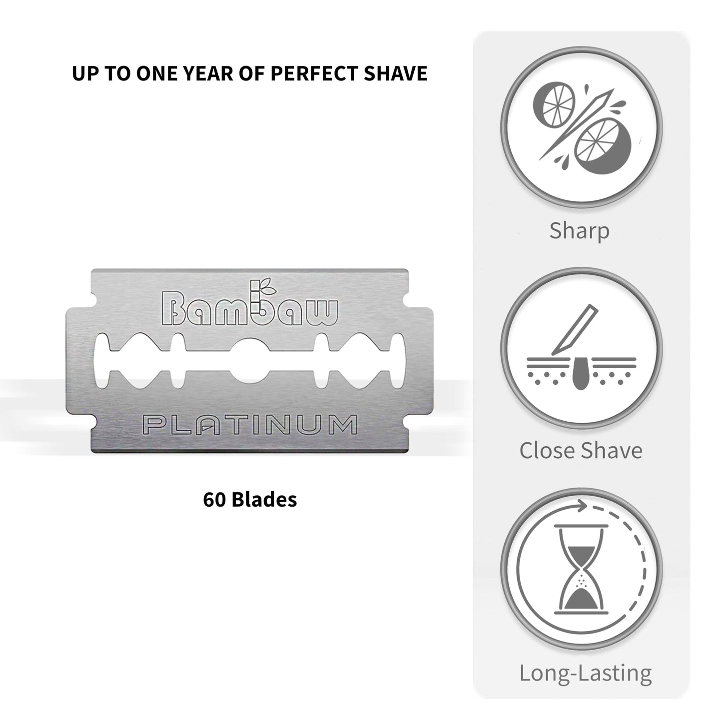 Bambaw Safety Razor Blades for Men & Women, 60 Pack, Double Edge Razor Blades Refills, Platinum Swedish Stainless Steel, Sharp & Long-Lasting Edge Beauty and Personal Care Bambaw