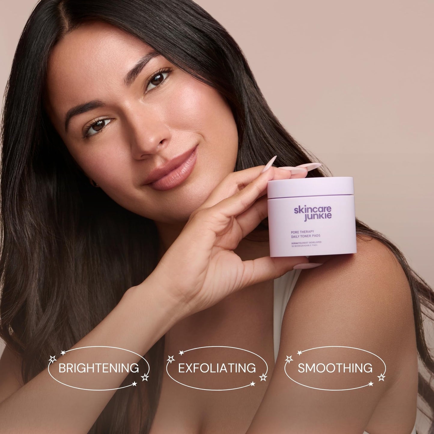 Skincare Junkie Pore Therapy Daily Toner Pads, Exfoliates Pore-Clogging Dead Skin Cells, Fragrance-Free, for Normal to Oily Skin, 50 Pads